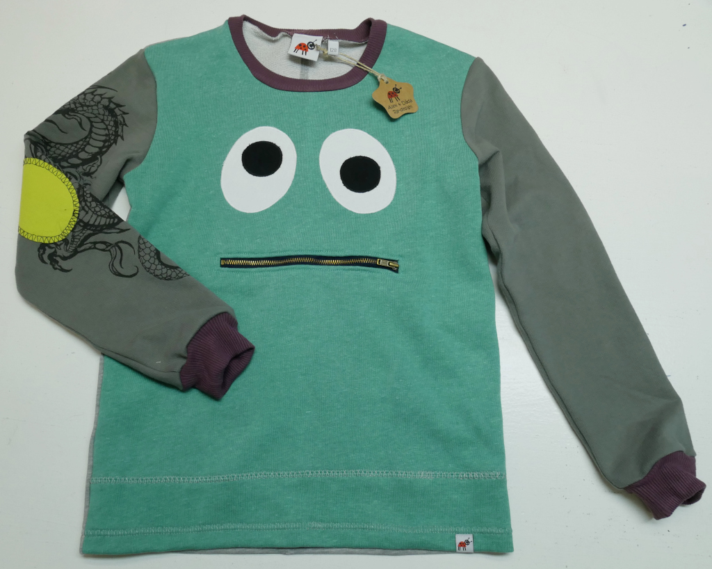 Zipmonstertröja stora barn stl 128cl